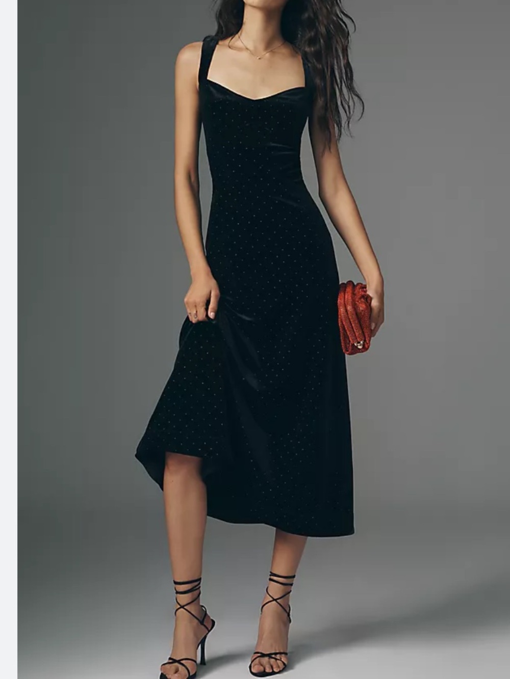 anthropologie Maeve Black Sparkle Velvet Midi Slip Dress m